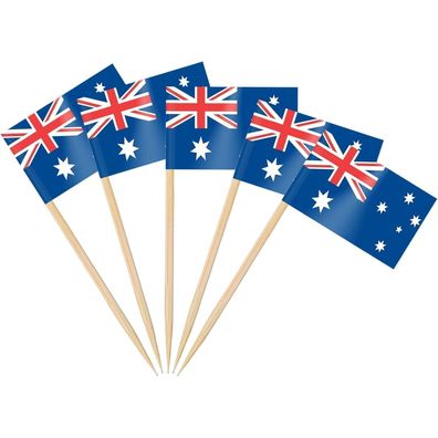 AhfuLife 100 Stück Australien Zahnstocher Flaggen - Mini Fahnen für Party Deko