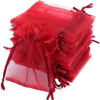 Naler 120er Organzasäckchen Weinrot, 7 x 9 cm, für Schmuck, Süßigkeiten und Deko