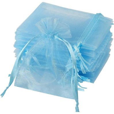 Naler 120 Organzasäckchen Hellblau, Organzabeutel für Schmuck und Geschenke, 7