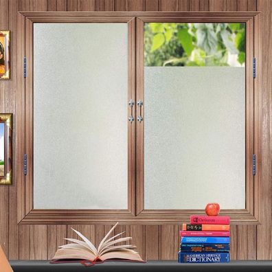 Zindoo Fensterfolie Milchglas Sichtschutzfolie Blickdicht Ohne Kleber für