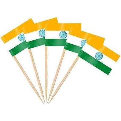 AhfuLife 100 Stück Indien Zahnstocher Flaggen, Mini Fahnen für Cupcakes