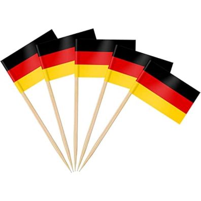 AhfuLife 100 Stück Deutschland Zahnstocher Flaggen, Mini Deutschland Fähnchen