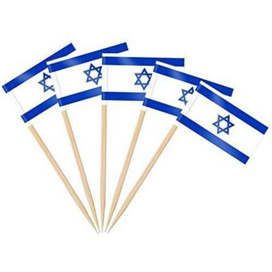 AhfuLife 100 Stück Israel Zahnstocher Flaggen - Mini Deko Fahne für