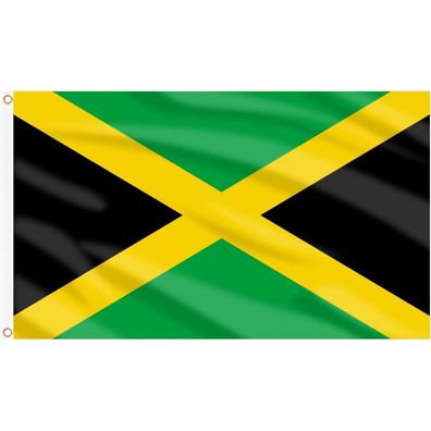 AhfuLife Jamaika Flagge 150 x 90 cm, 2 Stück, Leuchtende Farben mit