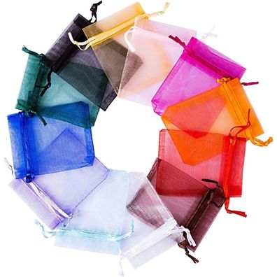 Naler 120 Organzasäckchen Mehrfarbig - 7 x 9 cm, 12 Farben
