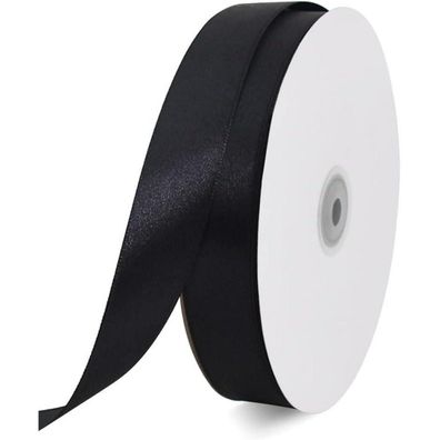 Toniful Satinband schwarz 25mm, 91 Meter - Vielseitiges Dekoband für Geschenke