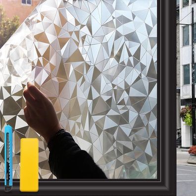 Zindoo Fensterfolie Blickdicht Sichtschutzfolie 75 x 120 cm Geometrisch Ohne