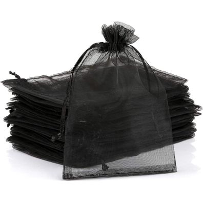 Naler 120er Organzasäckchen Schwarz, 10 x 15 cm - Ideal für Schmuck