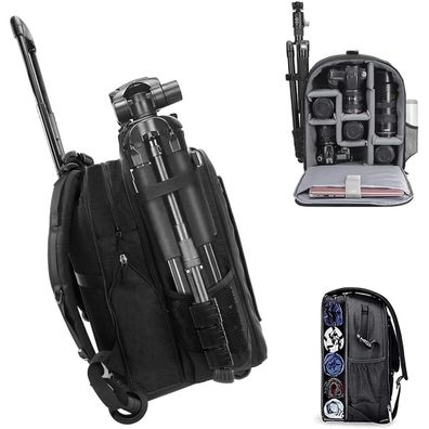 Cwatcun Kamerarucksack für spiegellose DSLR/SLR-Kameras, wasserdicht, L Schwarz