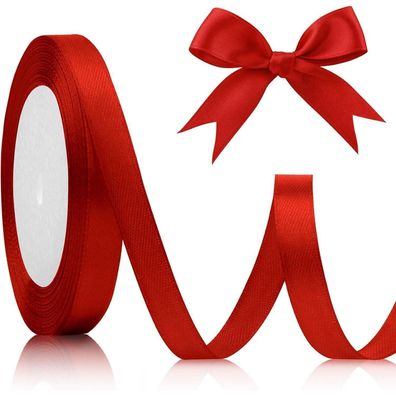 Geschenkband Rot 10mm, 22m - Satinband für Hochzeiten, Geburtstage, Weihnachten