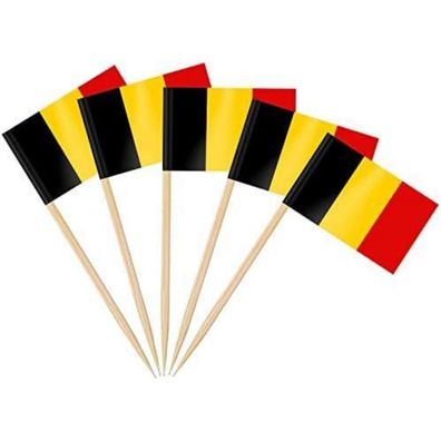 AhfuLife 200 Stück Belgien Zahnstocher Flaggen - Mini Fahnen für Cupcakes