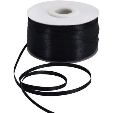 Toniful 3mm x 183m Schwarzes Satinband, doppelseitig gewebtes