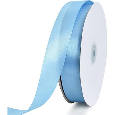 Toniful Satinband 2,5 cm x 91 m, Himmelblau - Dünnes, einfarbiges Band für
