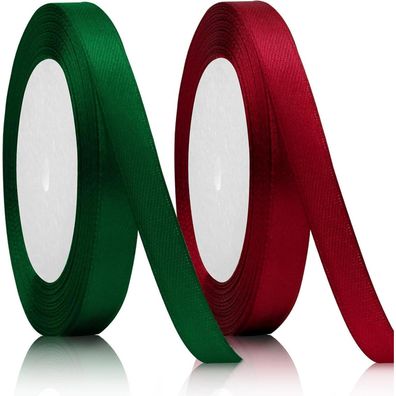 2PCS Satinband 10mm x 22m - Vielseitiges Dekoband für Geschenke, Hochzeiten und