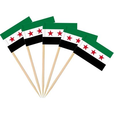 AhfuLife 200 Stück Syrien Zahnstocher Flaggen - Mini Fahnen für Cupcakes