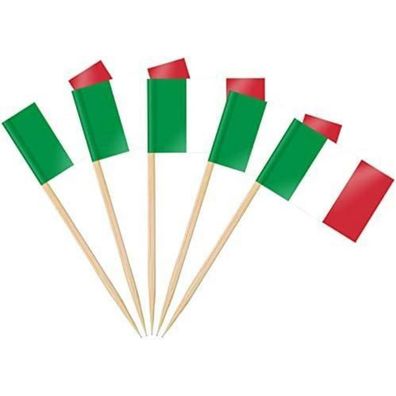 AhfuLife 100 Stück Italien Zahnstocher Flaggen Mini Fahne für Cupcakes
