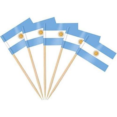 AhfuLife 100 Stück Argentinien Zahnstocher Flaggen - Mini Fahnen für Cupcakes