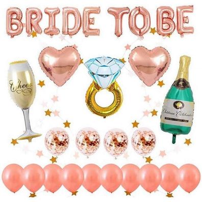 DOJoykey Rose Gold Junggesellinnenabschied Dekoration Luftballons Set mit BRIDE