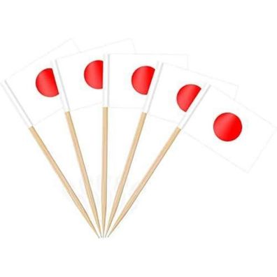 AhfuLife 200 Stück Japan Zahnstocher Flaggen, Mini Fähnchen für Cupcakes