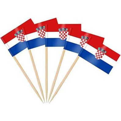 AhfuLife 200 Stück Kroatien Zahnstocher Flaggen - Mini Fahnen für Cocktails
