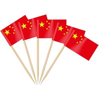AhfuLife 100 Stück China Zahnstocher Flaggen, Mini Chinesische Fähnchen für