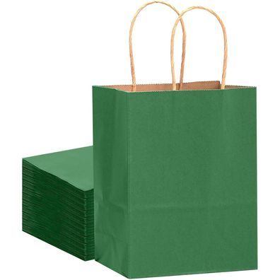 Gcardist 32 Stück Kleine Geschenktaschen mit Griffen, 21x15x8cm, Tiefgrün