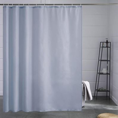 Furlinic Duschvorhang Überlänge 200x200cm Grau Blau, Anti-Schimmel Textil
