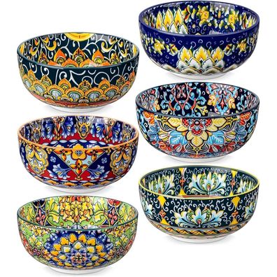 vancasso SIMI 6-teiliges Müslischalen Set aus Porzellan, Mehrfarbig, 840ML