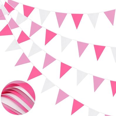 DOJoykey 66 Fuß Wimpelbanner, 52 Stück Roségold, Rosa, Weiß, wasserdichte