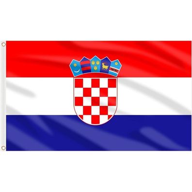 AhfuLife Kroatische Flagge 90 x 150 cm, 2 Stück, für EM Deko 2024, mit