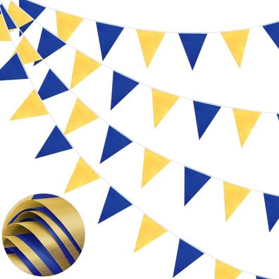 DOJoykey 66 Fuß Wimpelbanner Blau-Goldene Wimpelfahnen, 52 Stück Polyester