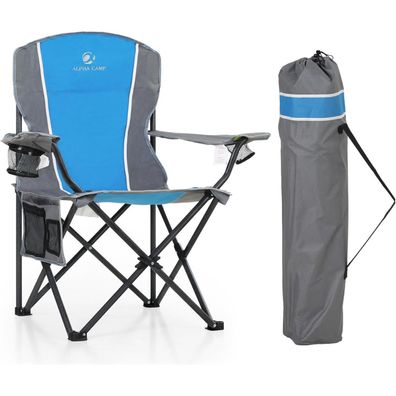 LET'S CAMP XL Campingstuhl Faltbar bis 160kg, Grau-blau - Ideal für Camping