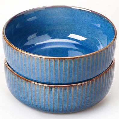 CSYY Keramik Salatschüssel 2er Set, 1800ML Groß, Blau, 21cm Durchmesser