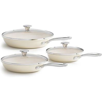 Redchef Pfannenset Keramik 6-teilig mit Deckel, Antihaft, Induktion, Ø 20/24/28