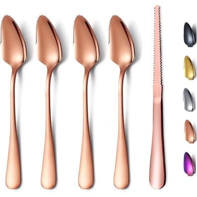 Homquen Roségold Grapefruitlöffel Set (5-teilig) - Edelstahl Löffel