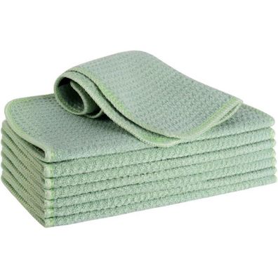 VIVOTE 8er Set Mikrofasertücher Salbeigrün Waffelmuster 20x20 cm, 380 g/m²