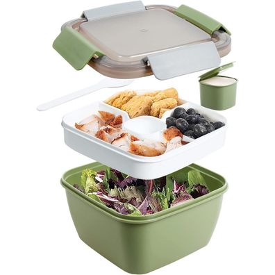 Greentainer Lunchbox 1500 ML, auslaufsichere Bento Box mit 3 Fächern