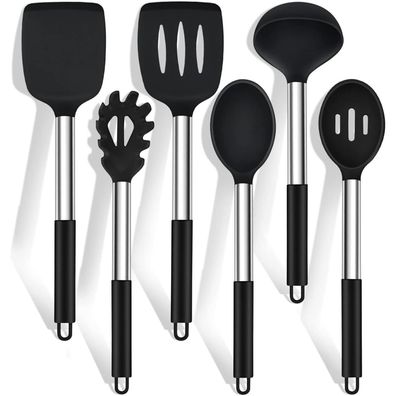 HaWare 6-teiliges Küchenhelfer Set aus Silikon mit Edelstahlgriff, antihaft