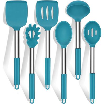 HaWare 6-teiliges Küchenhelfer Set aus Silikon mit Edelstahlgriff