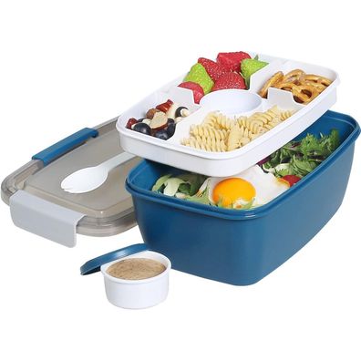 Greentainer Salatbehälter aus PP, 2L Bento Box mit 5 Fächern, auslaufsicher und