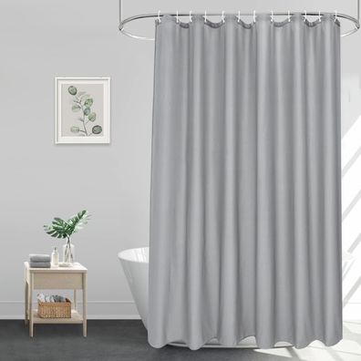 EurCross Grauer Duschvorhang 180x190 cm, Textil Stoff, Wasserdicht, Anti