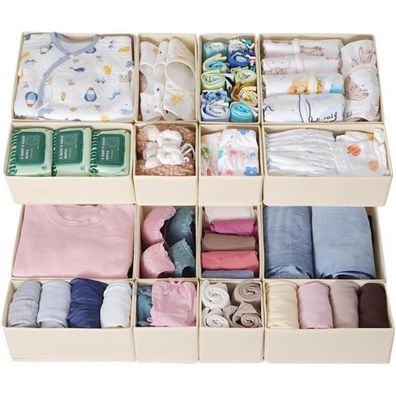 ORLISA 16er Set Schubladen Organizer Beige, faltbar und modular für