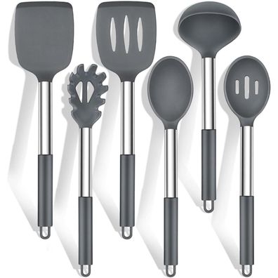 HaWare 6-teiliges Küchenhelfer Set aus Silikon mit Edelstahlgriff