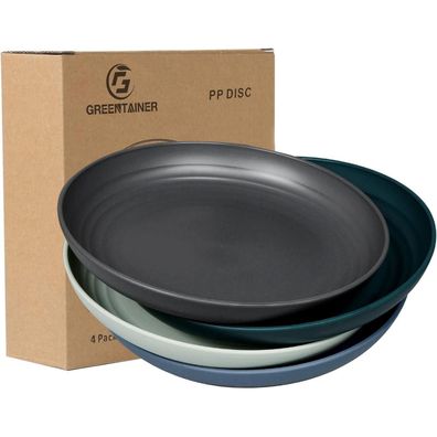Greentainer Speiseteller 4er Set, 22,3 cm, unzerbrechlich, mikrowellen- und