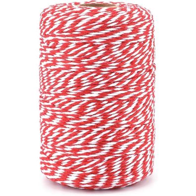 jijAcraft Rot-Weiß Baumwoll-Schnur 200M, 2mm - Ideal für Geschenke, Basteln