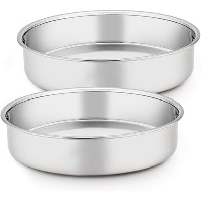Homikit Edelstahl Rundbackform 24 cm, 2er-Set, Hochglanzpoliert, Leicht zu