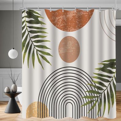 Lerores Duschvorhang 160x160cm Blätter Linie, Beschwerter Saum, Antischimmel