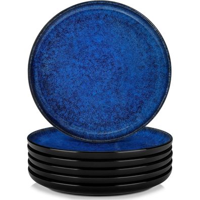 vancasso STARRY Speiseteller Set 6 Personen, 6er Set, Ø 26 cm, Steingut, Blau
