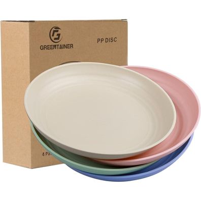 Greentainer 4er Speiseteller 19,8cm aus PP, unzerbrechlich, mikrowellen- und