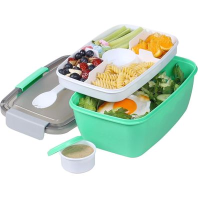 Greentainer Salatbehälter aus PP, 2L Bento Box mit 5 Fächern und